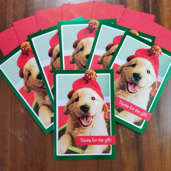 Thank You 6-Pack Hallmark Cards Golden Dog Winter Gift Holiday Christmas - Picture 1 of 4